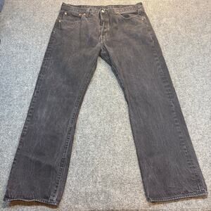 Levi's Mens size 38x32 501 Black Demin Button Fly Straight Leg Relaxed Jeans